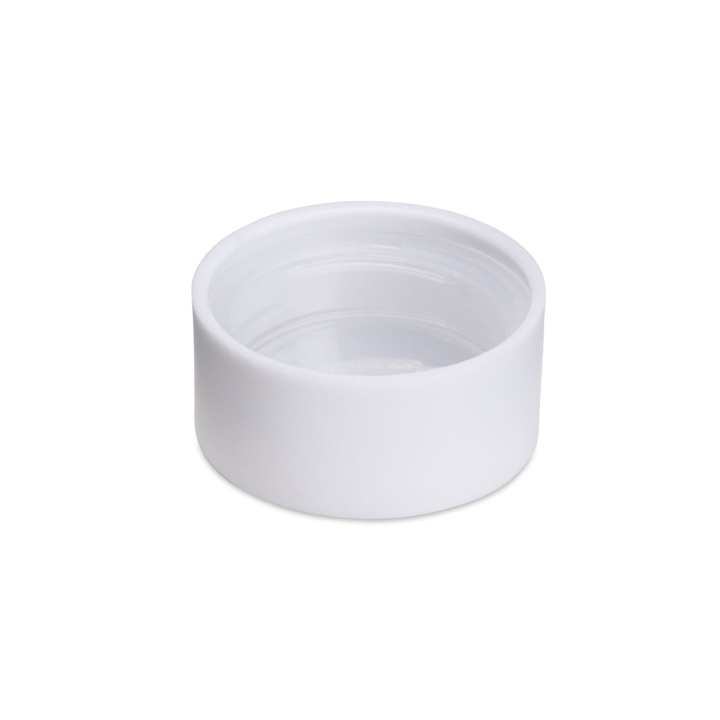 28mm Child Resistant Matte White Flat Round Cap w/ Foil Liner