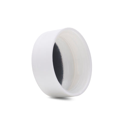 38mm Child Resistant Matte White Caps w/ Foil Inliners