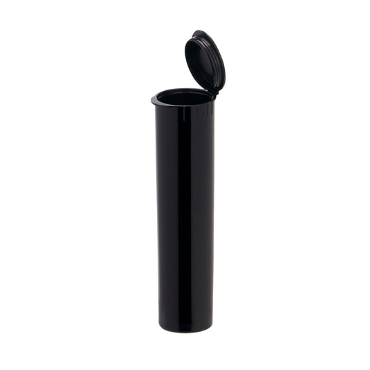 80mm Child Resistant Black Opaque Pop Top Plastic Pre-Roll Tubes
