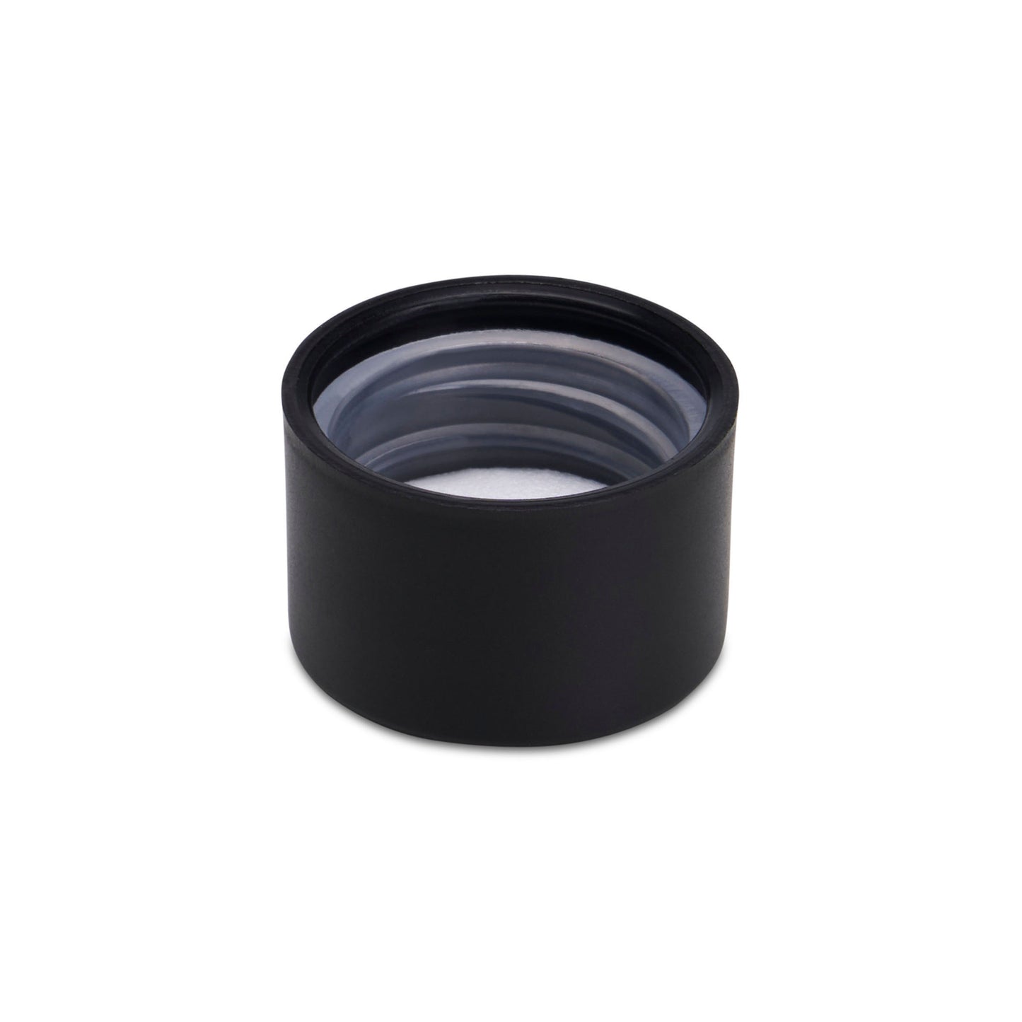 18mm Child Resistant Matte Black Caps w/ Pressure Sensitive Inliners