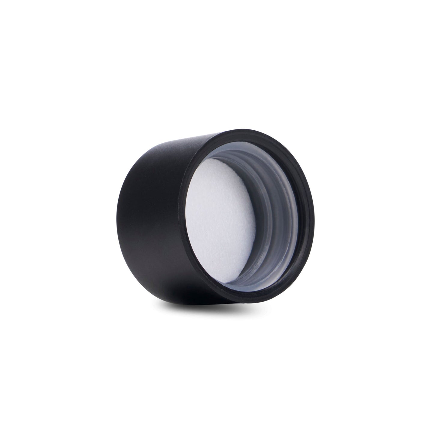 18mm Child Resistant Matte Black Caps w/ Pressure Sensitive Inliners