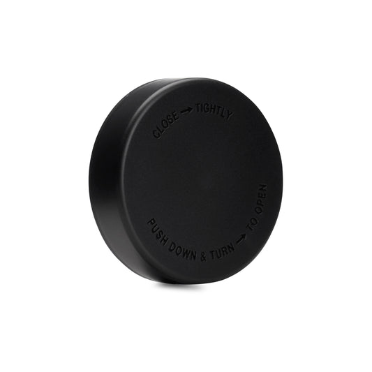 57mm Child Resistant Matte Black Caps w/ Pressure Sensitive Inliners