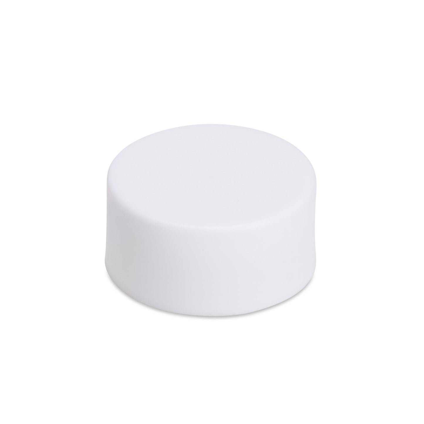 28mm Child Resistant Matte White Flat Round Cap w/ Foil Liner