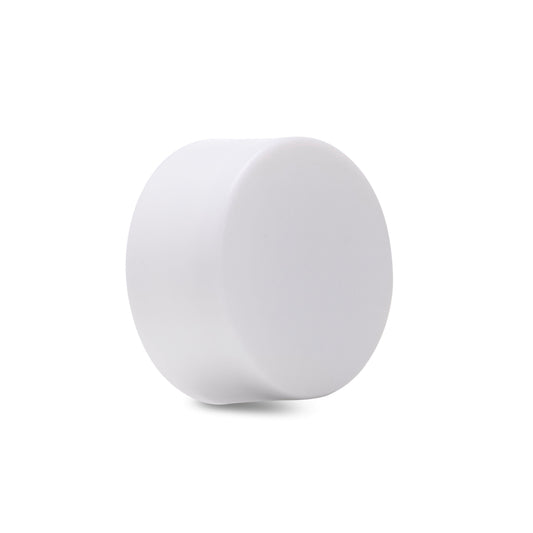 28mm Child Resistant Matte White Flat Round Cap w/ Foil Liner