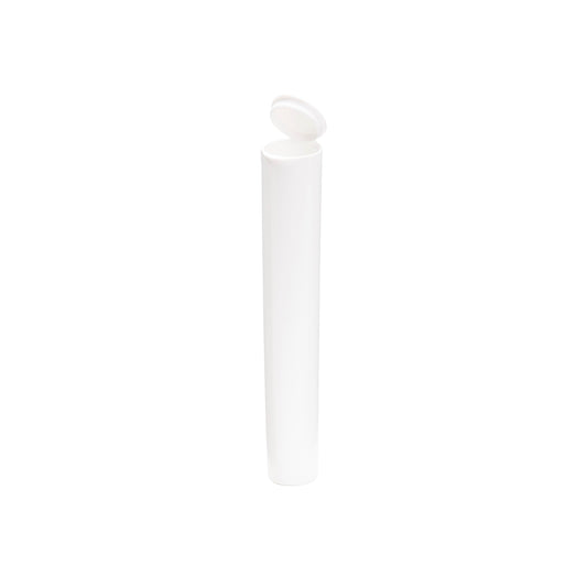 116mm Child Resistant King Size Pop Top White Opaque Plastic Pre-Roll Tubes