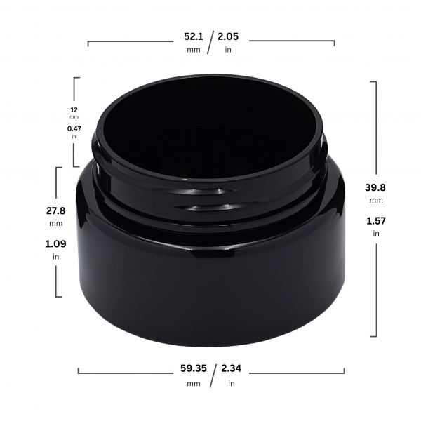 2oz Glossy Black PET Straight Sided Jar - Image 2
