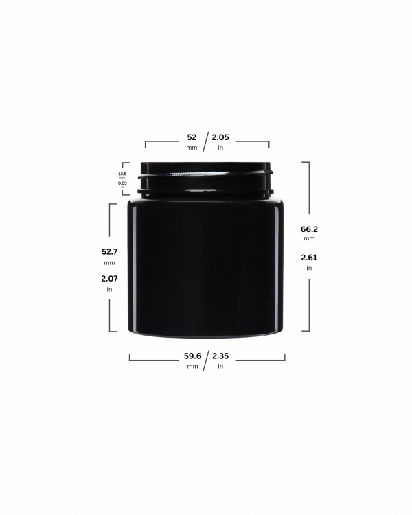 4oz Glossy Black PET Straight Sided Jar - Image 2