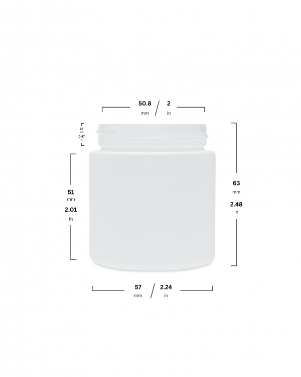 3oz Matte White Glass Straight Sided Jar - Image 2
