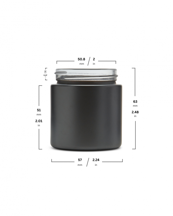 3oz Matte Black Glass Straight Sided Jar - Image 2