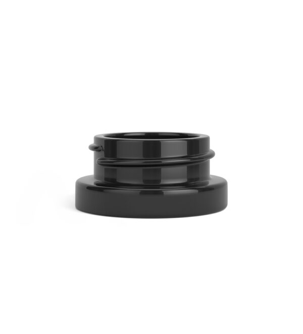 a black round object with a white background